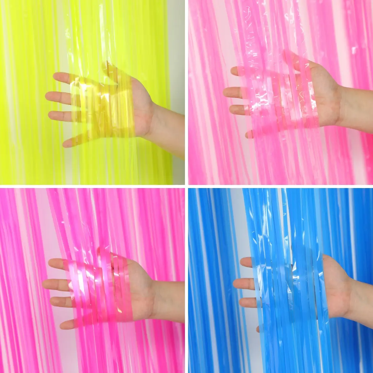 Fluorescent Macaron Foil Fringe Curtains