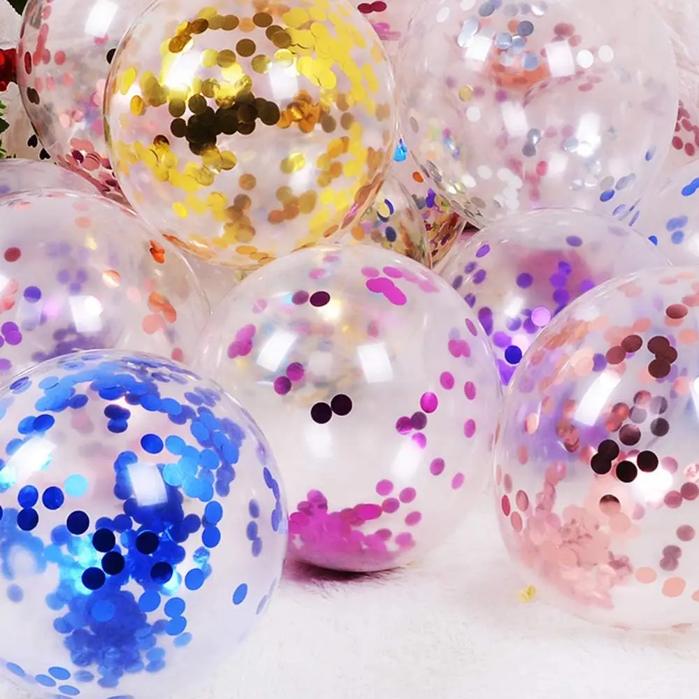 12 Inch Clear Gold Confetti Latex Balloons