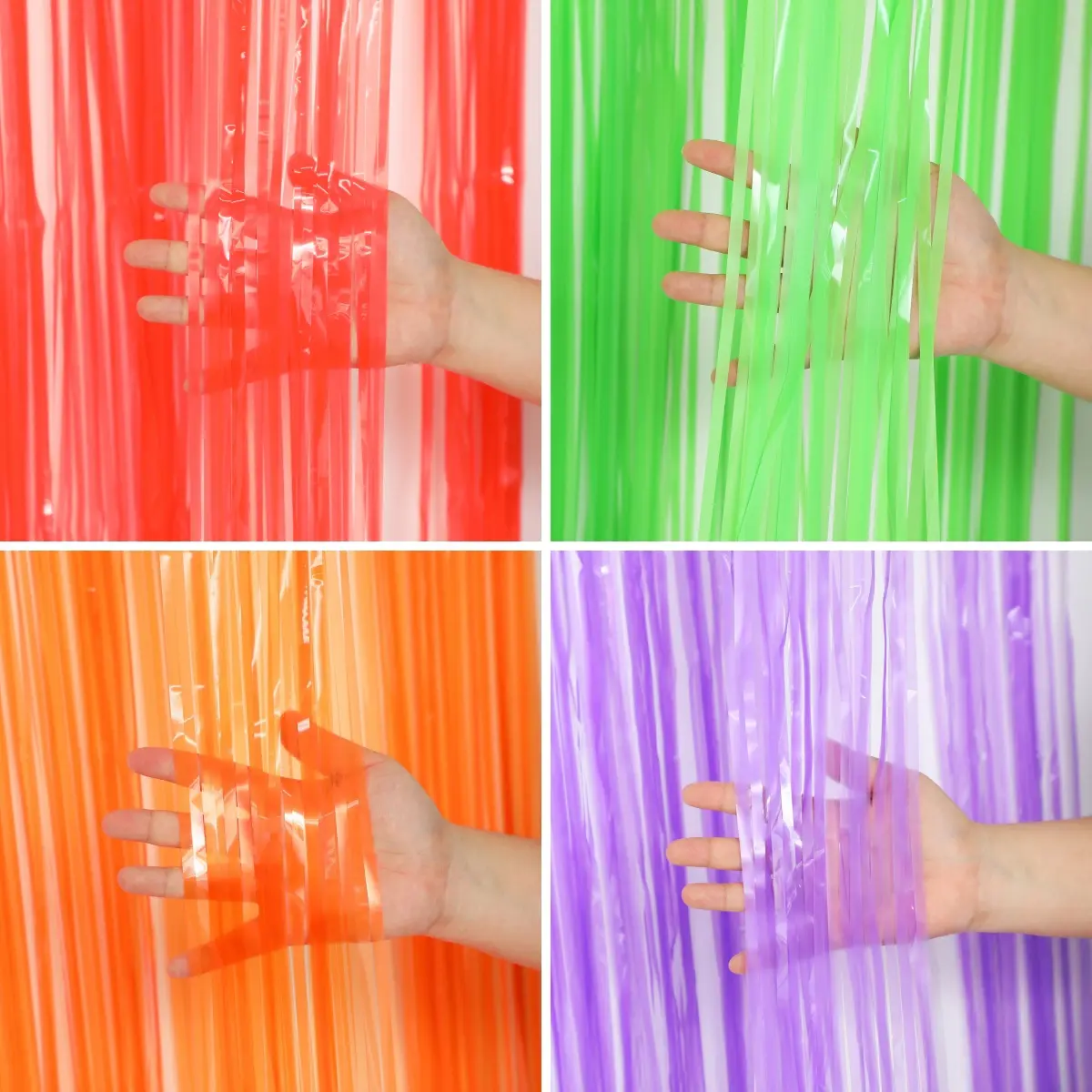 Fluorescent Macaron Foil Fringe Curtains
