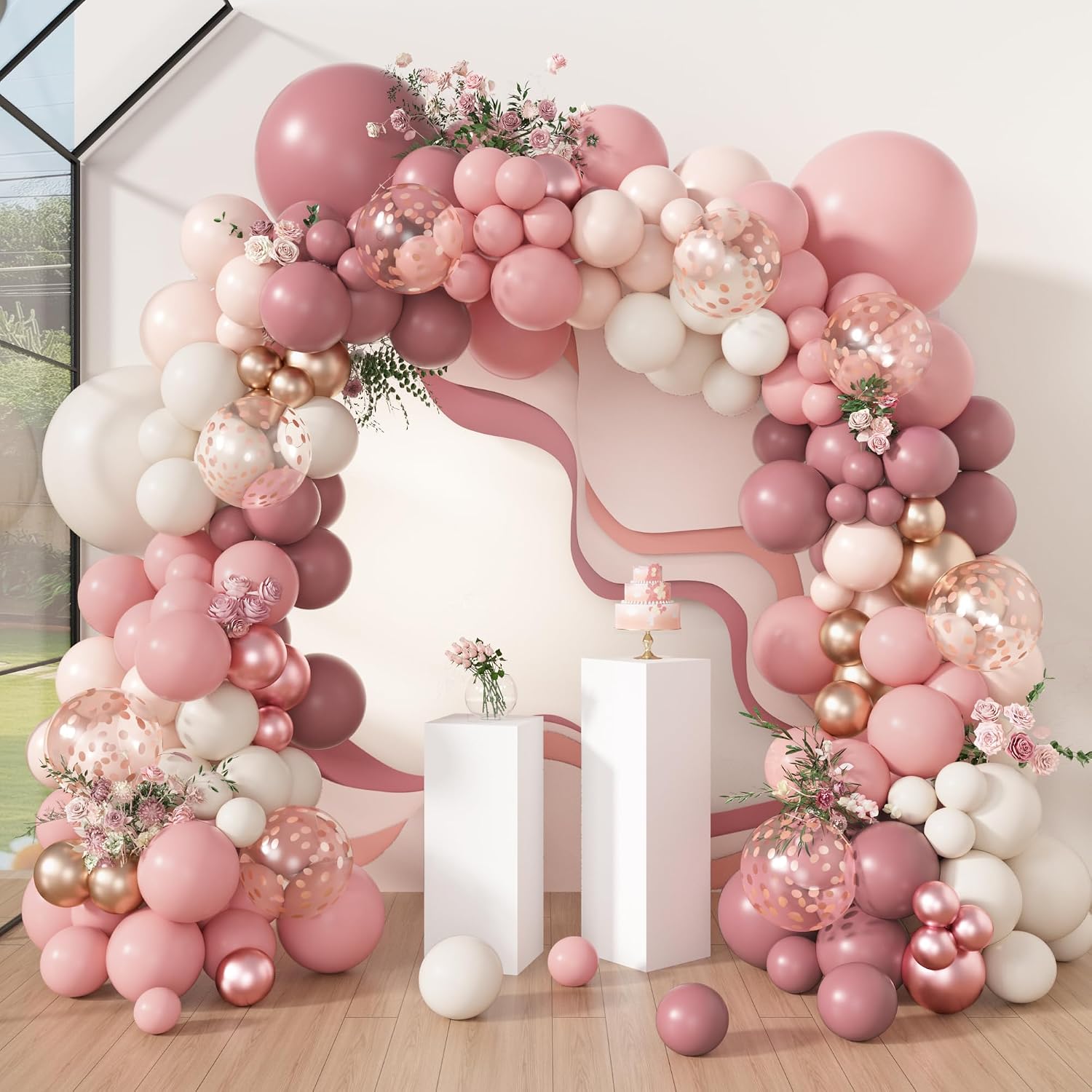 Which is the popular style of dusty pink balloon arch kit?