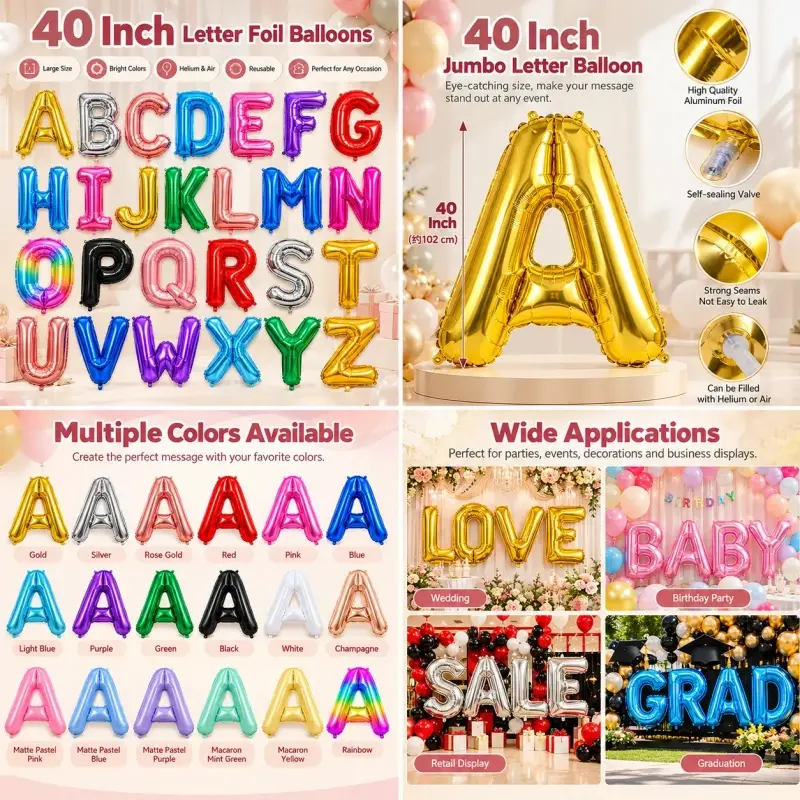 40 Inch Letter Foil Balloons