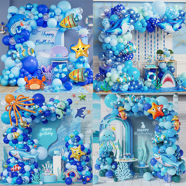 Balloon Garland with Shark Foil Balloons