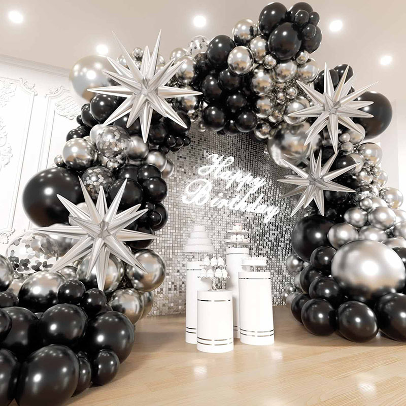 Black and Silver Balloons Garland Kits