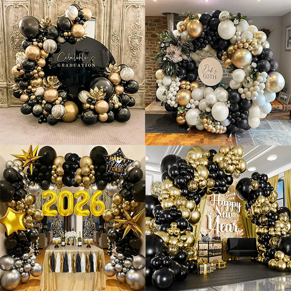 Black Gold Balloon Garland Set