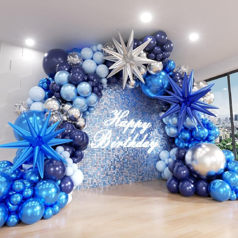 Blue Birthday Balloon Arch