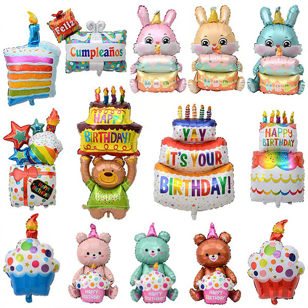 Cake shaped foil balloons