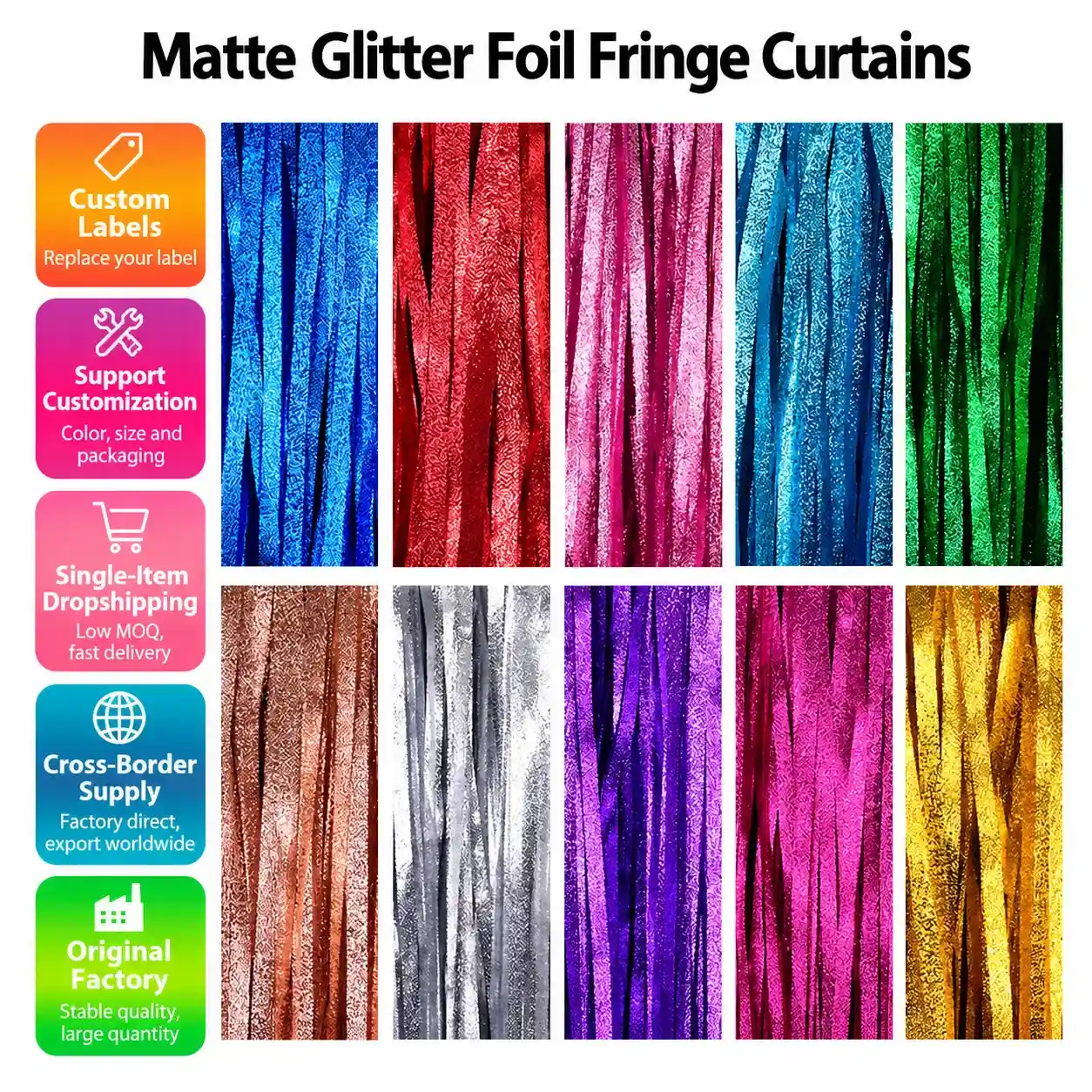 Frosted Foil Fringe Curtains