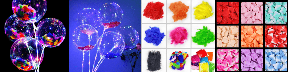 LED handle bobo balloon with feathers