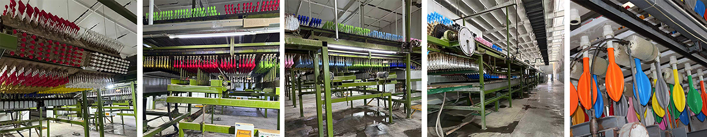 Latex balloon production equipment inside Borun Balloon Factory in Xiongxian Hebei China