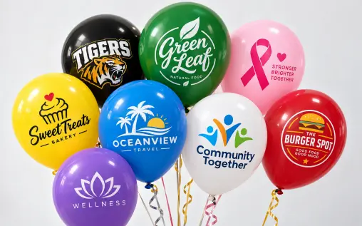 Custom Printed Latex Balloons with buyer logos text and slogans from Borun Balloon Factory