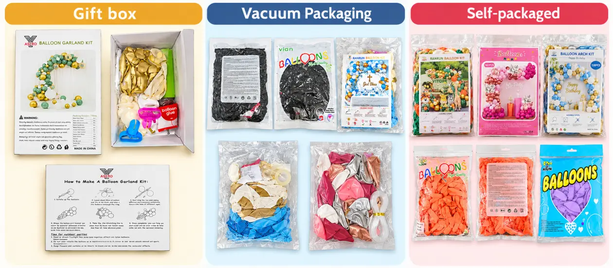 Customized balloon packaging service coordinated by Borun Balloon Factory through an affiliated packaging factory