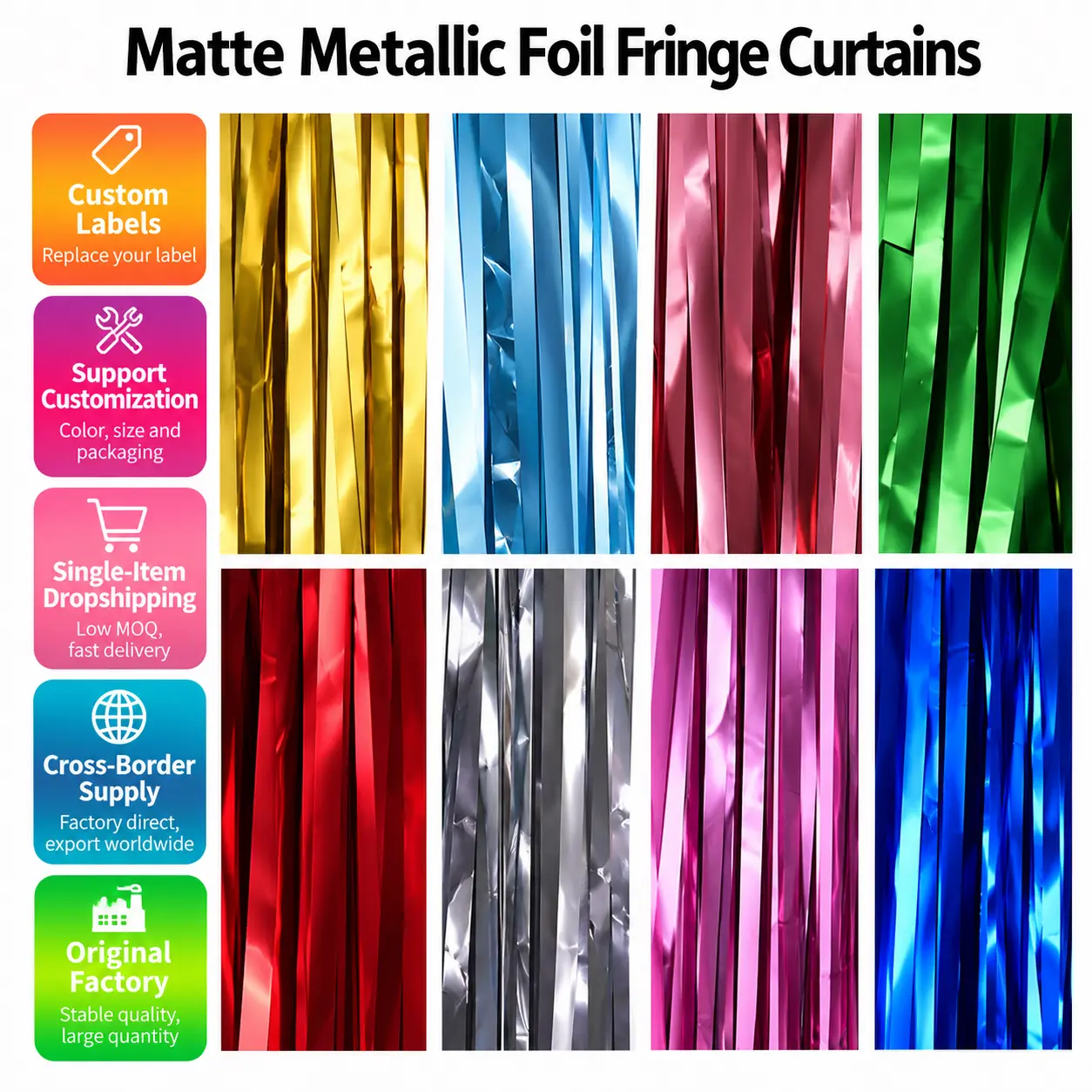 Matte Foil Fringe Curtains