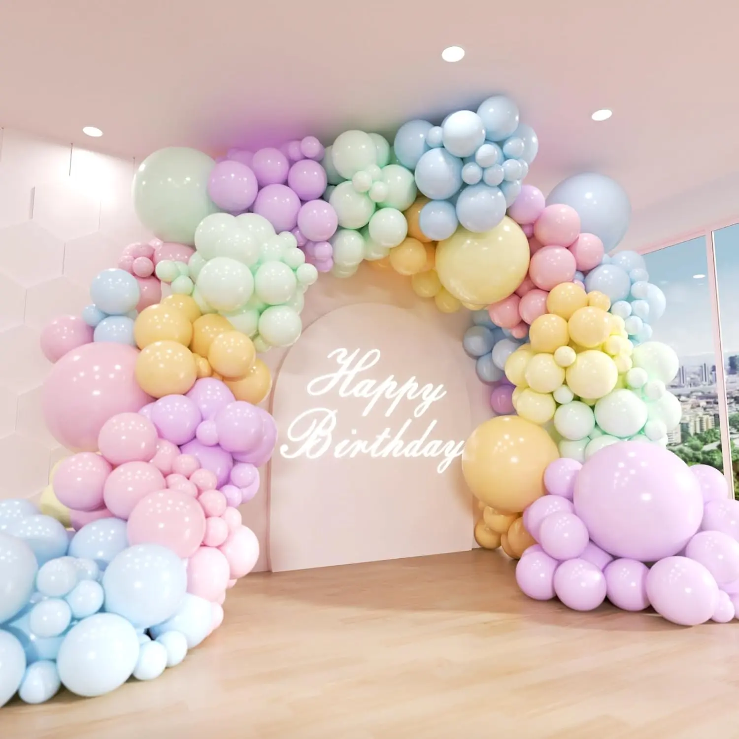Pastel balloon arch