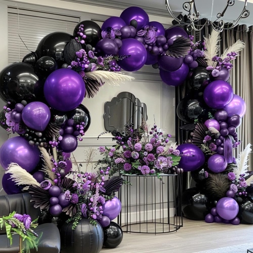 Purple and Black Balloons Garland Kits