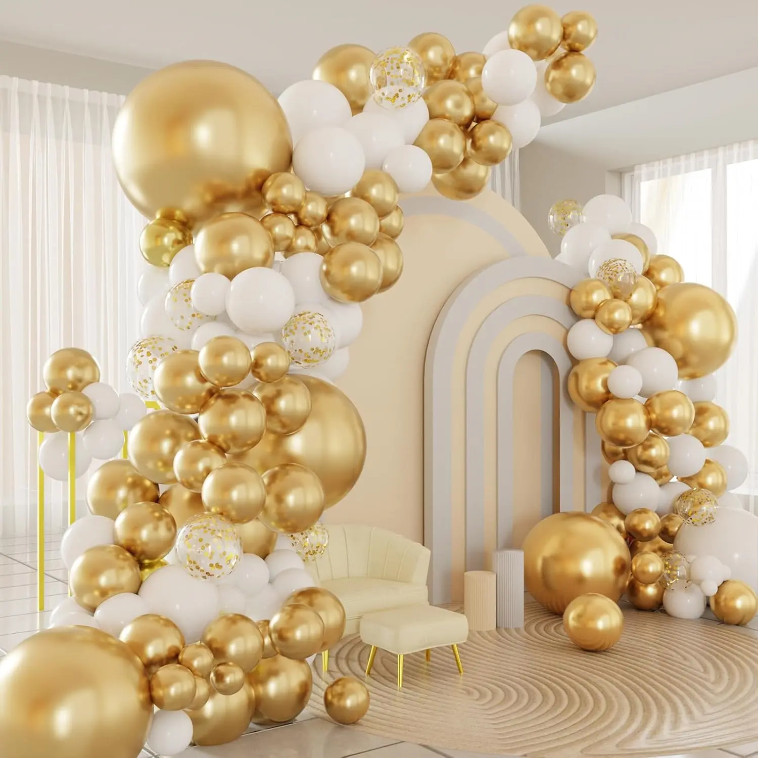 White Gold Balloon Garland Arch Kits